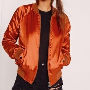 ISO Orange Satin Bomber Jacket